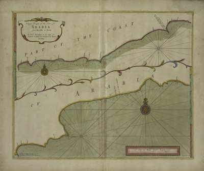 A Large Draught of the Coast of Arabia from Maculla to Dofar, 1703 by Sutton Nicholls